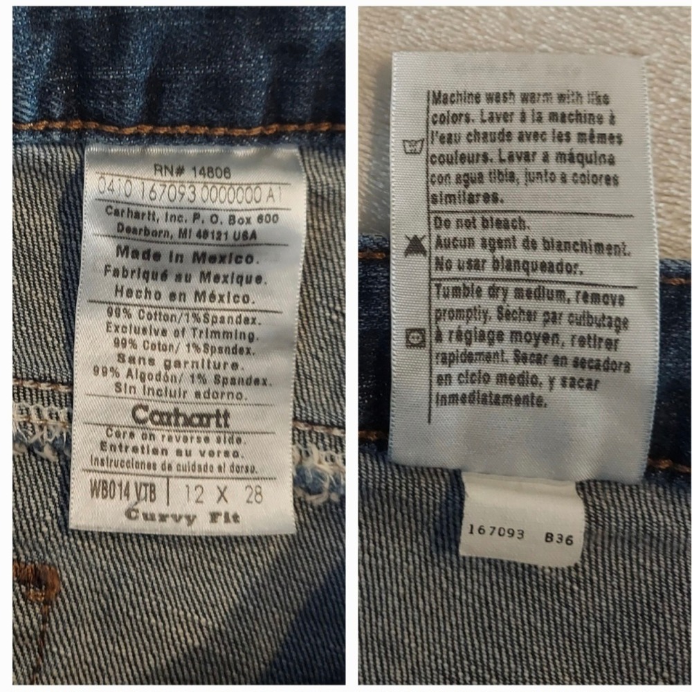 Carhartt Womens Discontinued Curvy Fit Mid-Rise Bootcut Jeans Size 12 #WB014VTB❤ - Picture 6 of 11